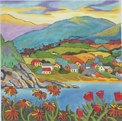 click here to view larger image of Lakeside Town (hand painted canvases)