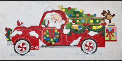 click here to view larger image of Santas Big Red Truck (hand painted canvases)