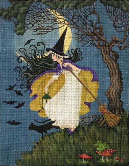 click here to view larger image of Crescent Moon Witch (hand painted canvases)