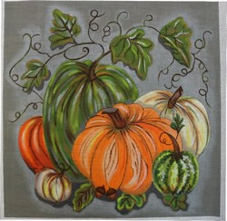 click here to view larger image of Pumpkins Pillow   (hand painted canvases)