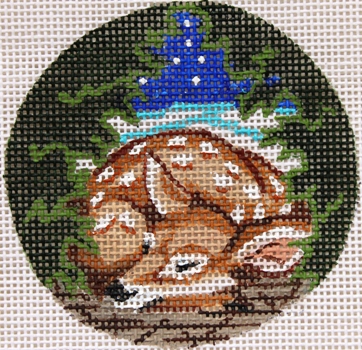 click here to view larger image of Sleeping Fawn Ornament (hand painted canvases)