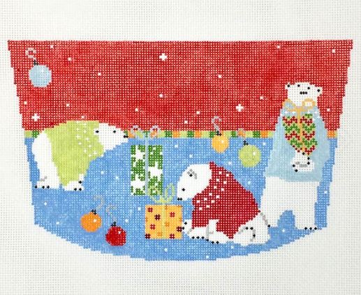 click here to view larger image of Stocking Cuff - Polar Bears (hand painted canvases)