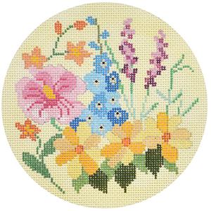 click here to view larger image of Summer Floral Round (hand painted canvases)