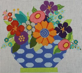 click here to view larger image of Flowers in Blue and Green Vase (hand painted canvases)