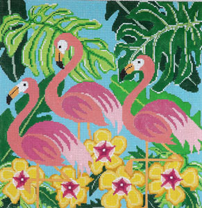 click here to view larger image of Tropical Flamingo Dance (hand painted canvases)