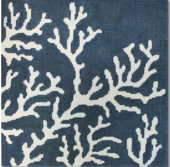 click here to view larger image of Coral - Navy Background (hand painted canvases)