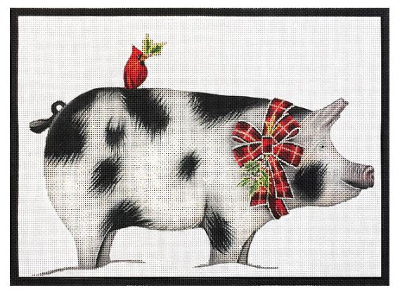 click here to view larger image of Christmas Pig (hand painted canvases)
