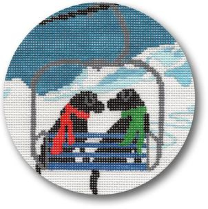 click here to view larger image of Ski Lift Love Ornament (hand painted canvases)
