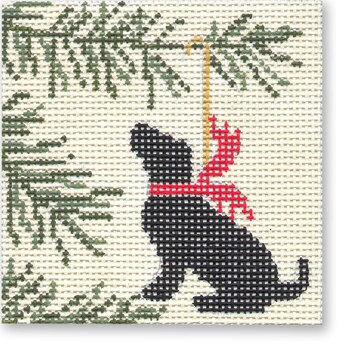 click here to view larger image of Ornament Black Lab - Square  (hand painted canvases)