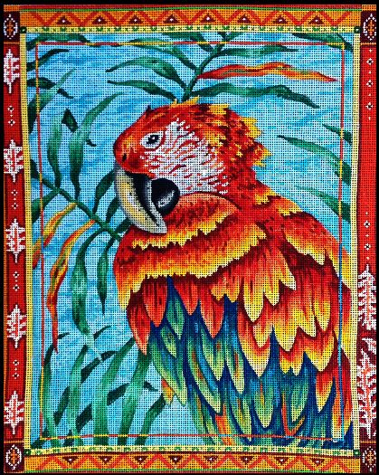 click here to view larger image of Scarlet Macaw (w/border) (hand painted canvases)