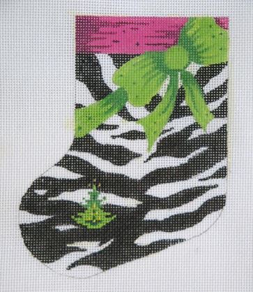 click here to view larger image of Zebra Stripes & Bow (hand painted canvases)