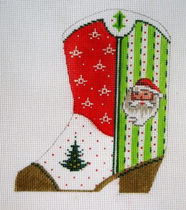click here to view larger image of Santa/Christmas Tree Mini Boot (hand painted canvases)