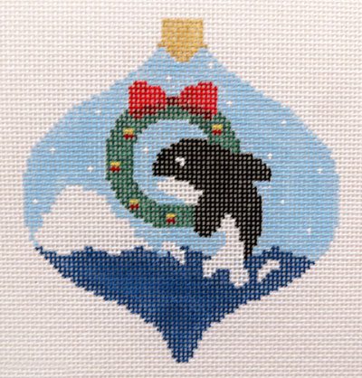 click here to view larger image of Whale w/Wreath Bauble (hand painted canvases)