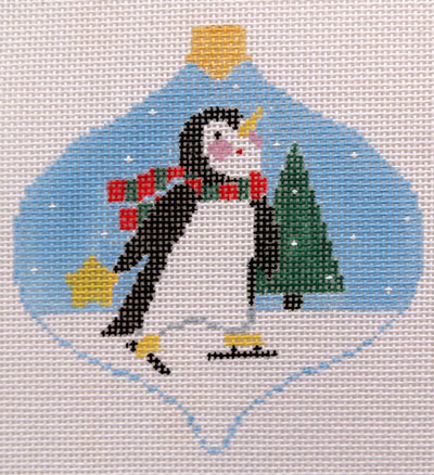 click here to view larger image of Skating Penguin Bauble (hand painted canvases)