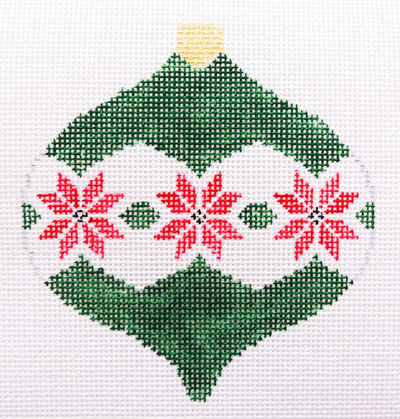 click here to view larger image of Poinsettia/Christmas Green Bauble (hand painted canvases)