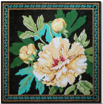 click here to view larger image of Tree Peony with Border  (hand painted canvases)