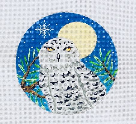 click here to view larger image of Snow Owl/ Moon & Fir Branches (hand painted canvases)