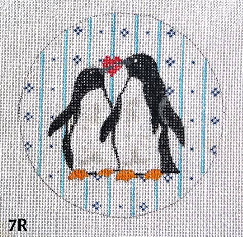 click here to view larger image of Two Penguins hiolding Heart (hand painted canvases)