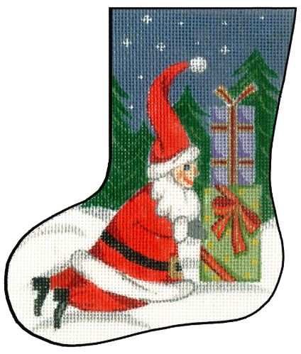 click here to view larger image of Santa 2 Mini Stocking (hand painted canvases)