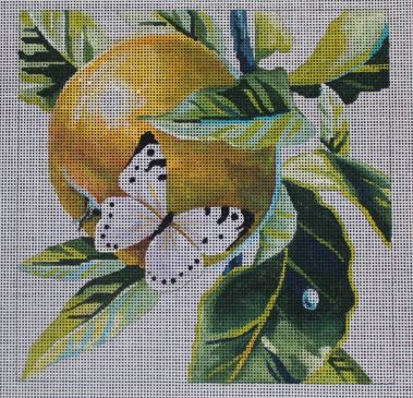 click here to view larger image of White Butterfly on Apple (hand painted canvases)