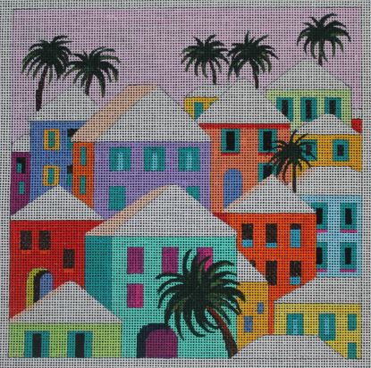 click here to view larger image of Colorful Buildings (hand painted canvases)