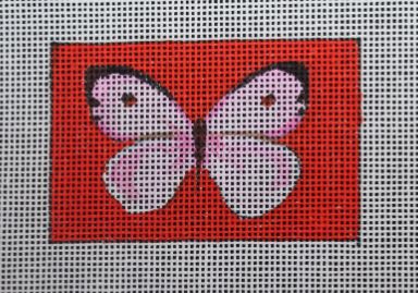 click here to view larger image of Luggage Tag - Pink Butterfly (hand painted canvases)