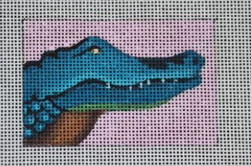 click here to view larger image of Luggage Tag - Blue Alligator (hand painted canvases)