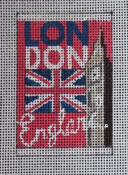 click here to view larger image of Luggage Tag - London England (hand painted canvases)