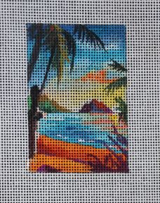 click here to view larger image of Luggage Tag - Island Sunset (hand painted canvases)