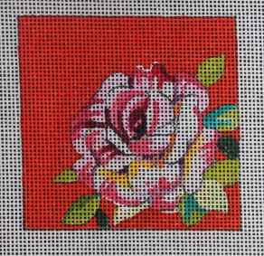 click here to view larger image of Insert - Pink Rose w/Coral Background (hand painted canvases)