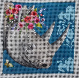 click here to view larger image of Rhino w/Floral Crown (hand painted canvases)