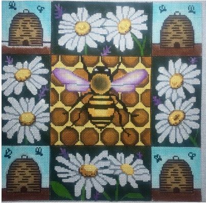 click here to view larger image of Honey Bees and Daisies (hand painted canvases)