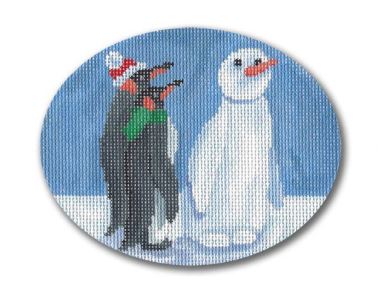 click here to view larger image of Penguins and Snowman (hand painted canvases)