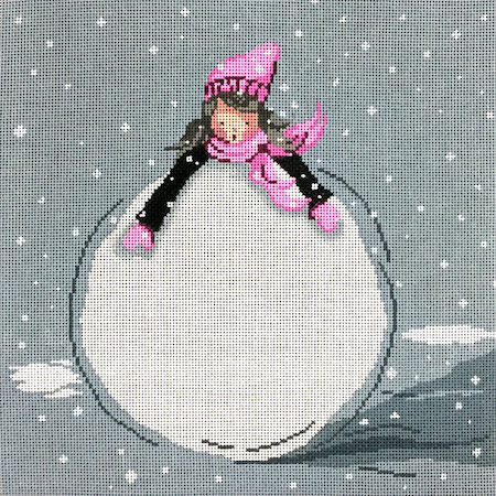 click here to view larger image of Little Girl and Huge Snowball (hand painted canvases)