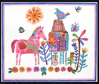 click here to view larger image of House on Stilts w/Pink Horse  (hand painted canvases 2)