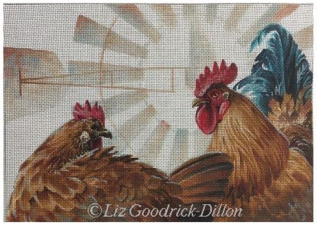 click here to view larger image of Chicken and Rooster (hand painted canvases)