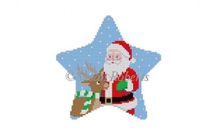 click here to view larger image of Star - Rudolph and Santa (hand painted canvases)