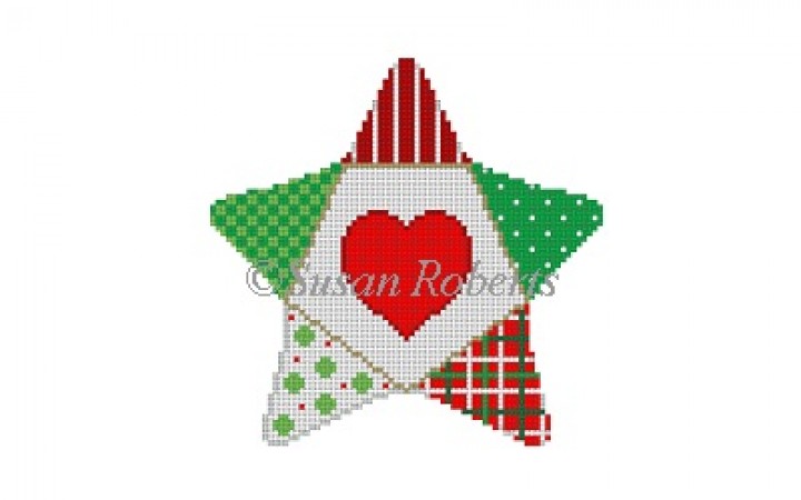 click here to view larger image of Star - Heart Patchwork (hand painted canvases)