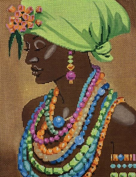 click here to view larger image of Bejeweled Lady (hand painted canvases)