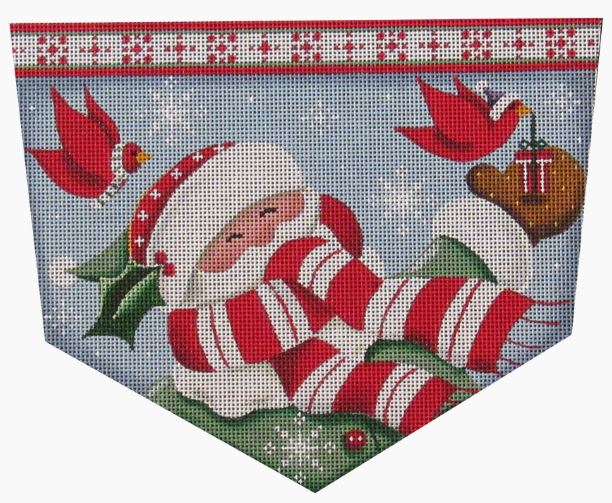 click here to view larger image of Cardinal Santa Stocking Cuff (hand painted canvases)