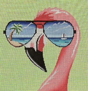 click here to view larger image of Sunglasses Flamingo (hand painted canvases)