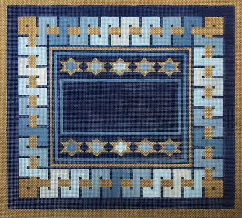 click here to view larger image of S Border Blue Tallis (hand painted canvases)