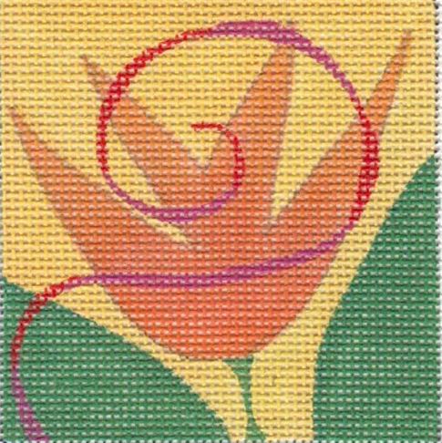 click here to view larger image of Orange Tulip Square (hand painted canvases)