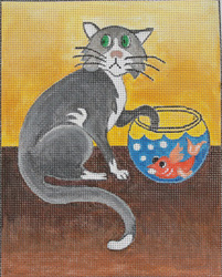 click here to view larger image of Whimsical Cats - Caught You! (hand painted canvases)