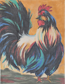 click here to view larger image of Blue Rooster (hand painted canvases)