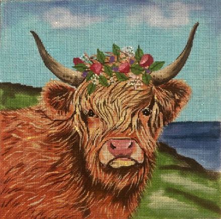 click here to view larger image of Cow w/Flowers (hand painted canvases)