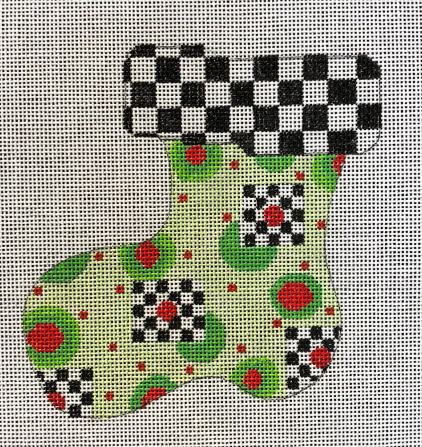 click here to view larger image of Green Mini Sock   (hand painted canvases)