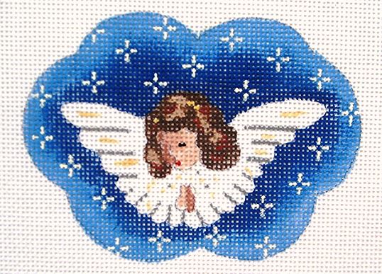 click here to view larger image of Brunette Girl Angel Praying/ Cloud & Stars (hand painted canvases)