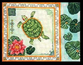 click here to view larger image of Turtle & Lily Pads (hand painted canvases)