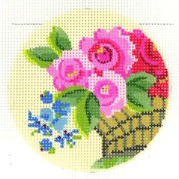 click here to view larger image of Victoria Rose Basket Round (hand painted canvases)